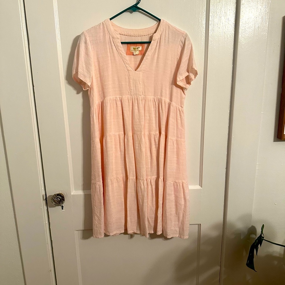 Maeve for Anthropologie pink tiered dress